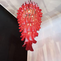 Murano Glass Red Petals Spiral Chandelier