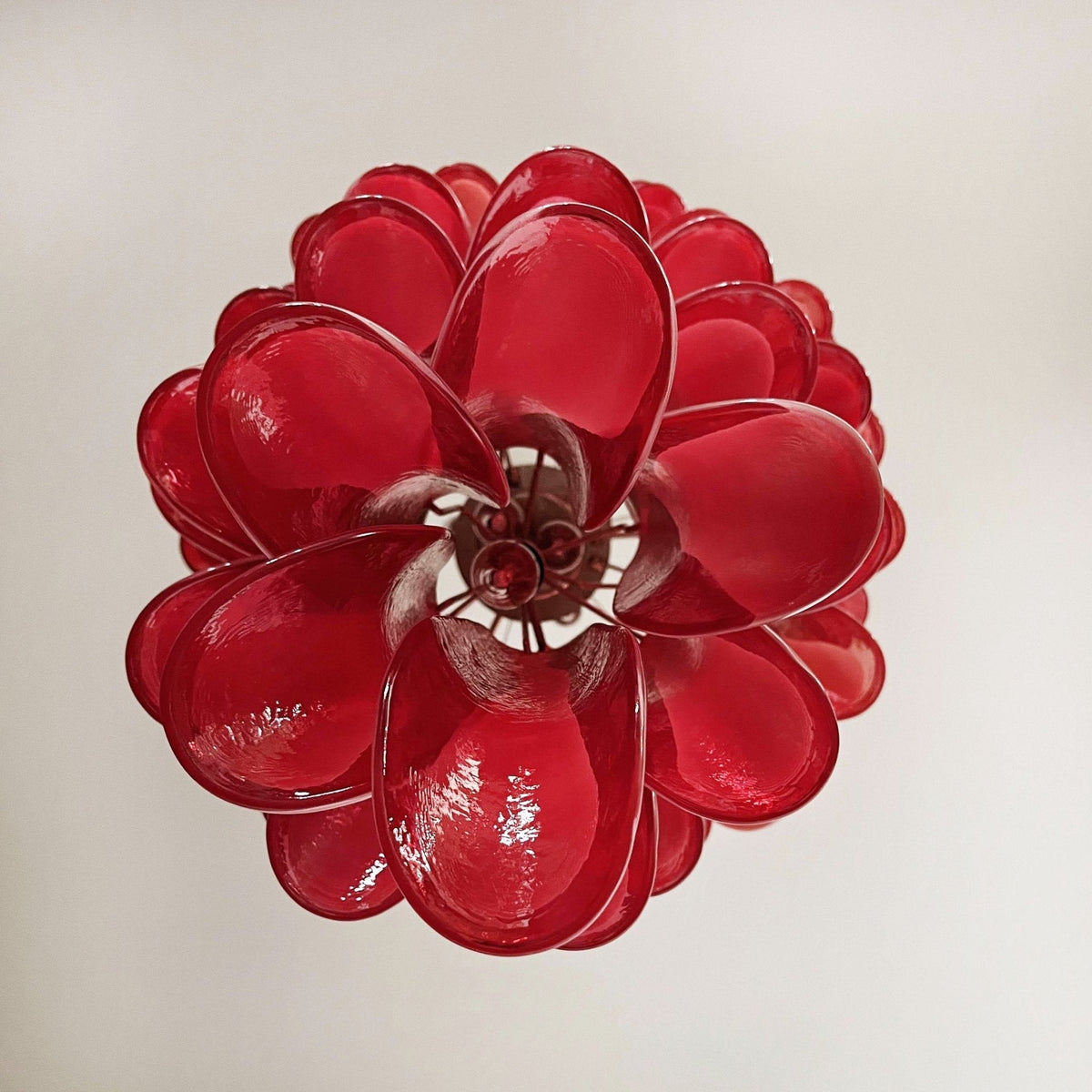 Murano Glass Red Petals Spiral Chandelier