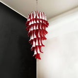 Designer Murano Red Petals Spiral Chandelier - CasaraHouse