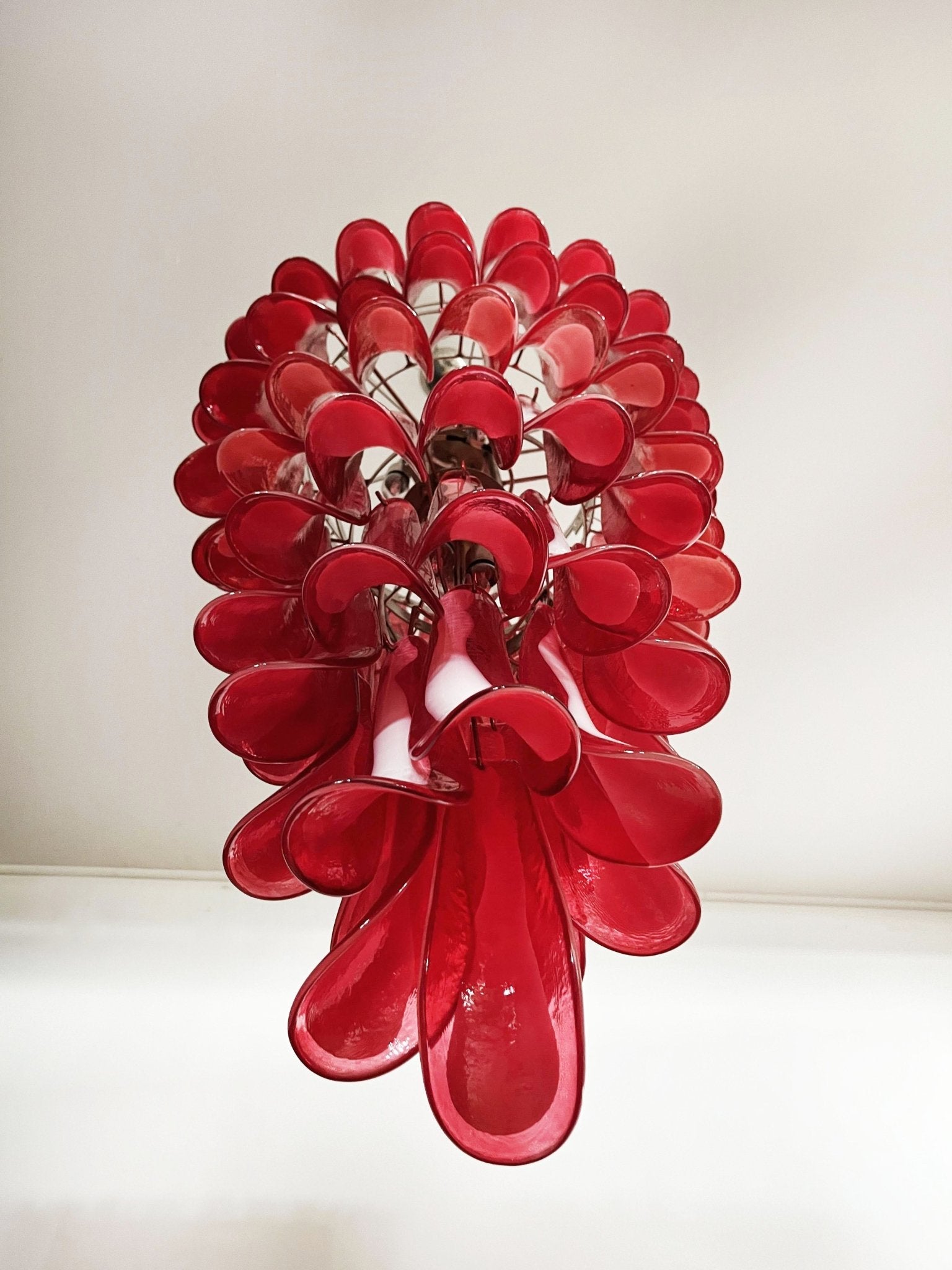 Designer Murano Red Petals Spiral Chandelier - CasaraHouse