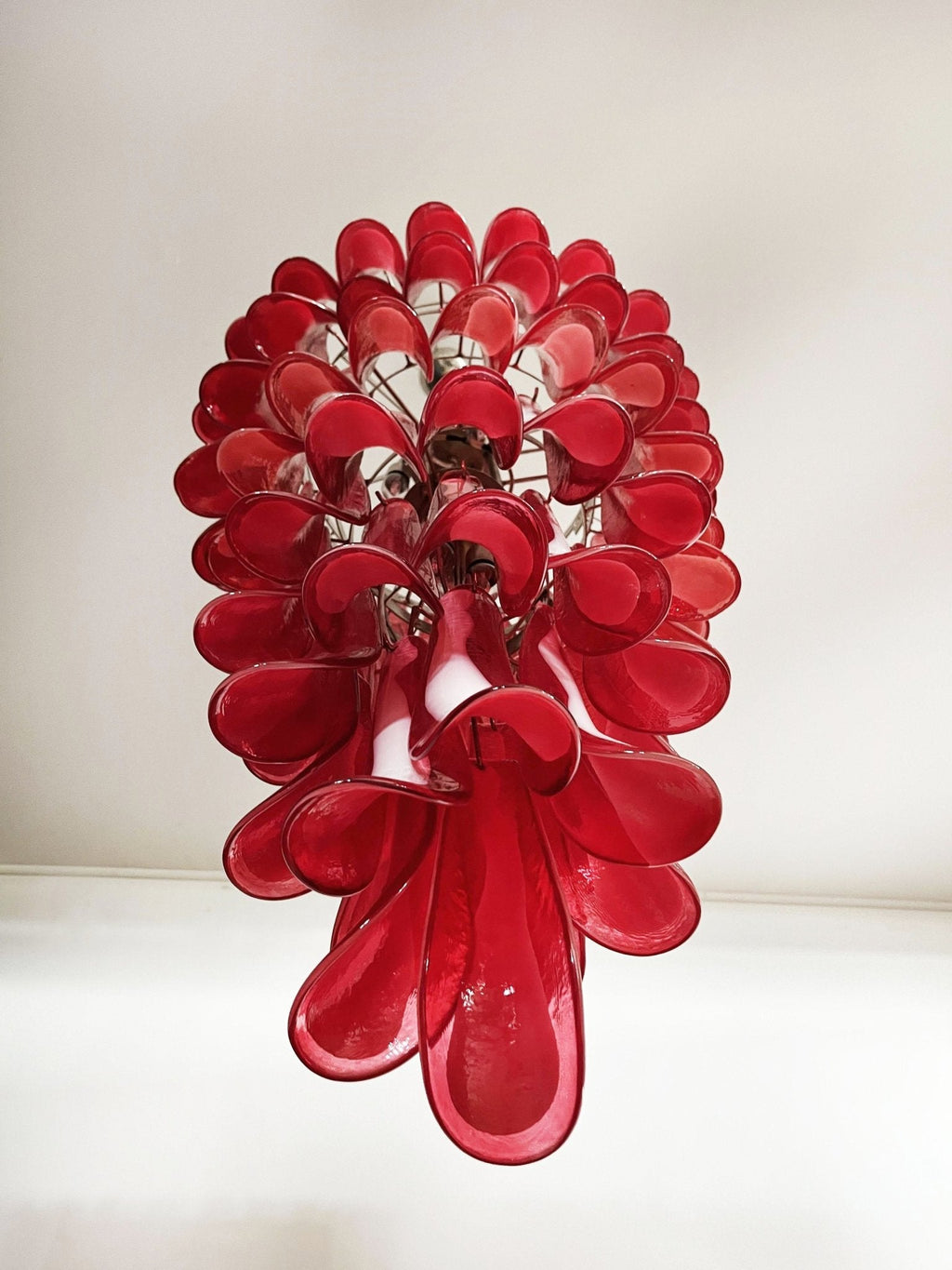 Murano Glass Red Petals Spiral Chandelier