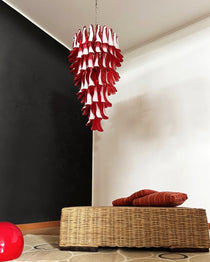 Murano Glass Red Petals Spiral Chandelier