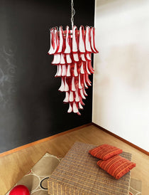 Murano Glass Red Petals Spiral Chandelier