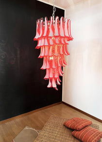 Murano Glass Red Petals Spiral Chandelier