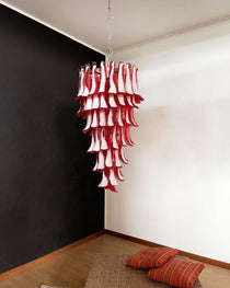 Murano Glass Red Petals Spiral Chandelier