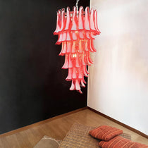 Murano Glass Red Petals Spiral Chandelier