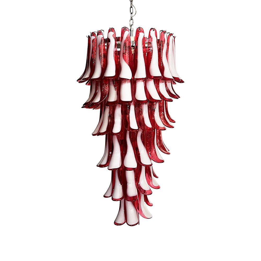 Murano Glass Red Petals Spiral Chandelier