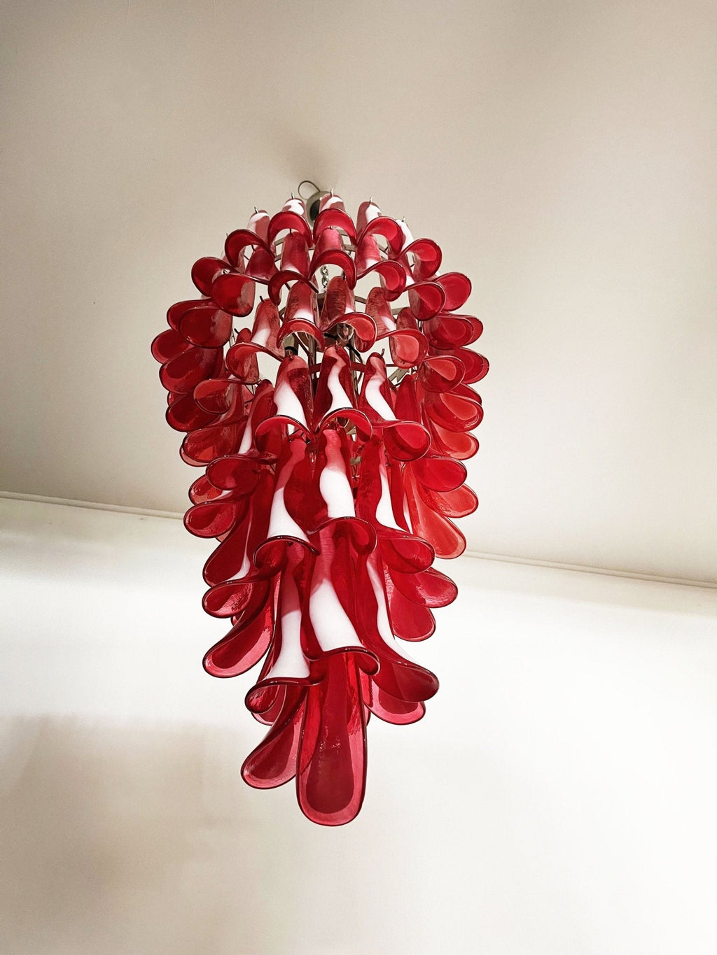 Murano Glass Red Petals Spiral Chandelier