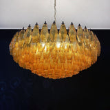 Designer Murano Rhombus Amber Glass Chandelier