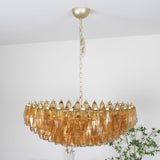 Designer Murano Rhombus Amber Glass Chandelier
