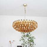 Designer Murano Rhombus Amber Glass Chandelier