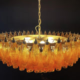 Designer Murano Rhombus Amber Glass Chandelier