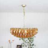 Designer Murano Rhombus Amber Glass Chandelier
