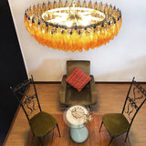 Designer Murano Rhombus Amber Glass Chandelier