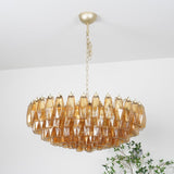 Designer Murano Rhombus Amber Glass Chandelier