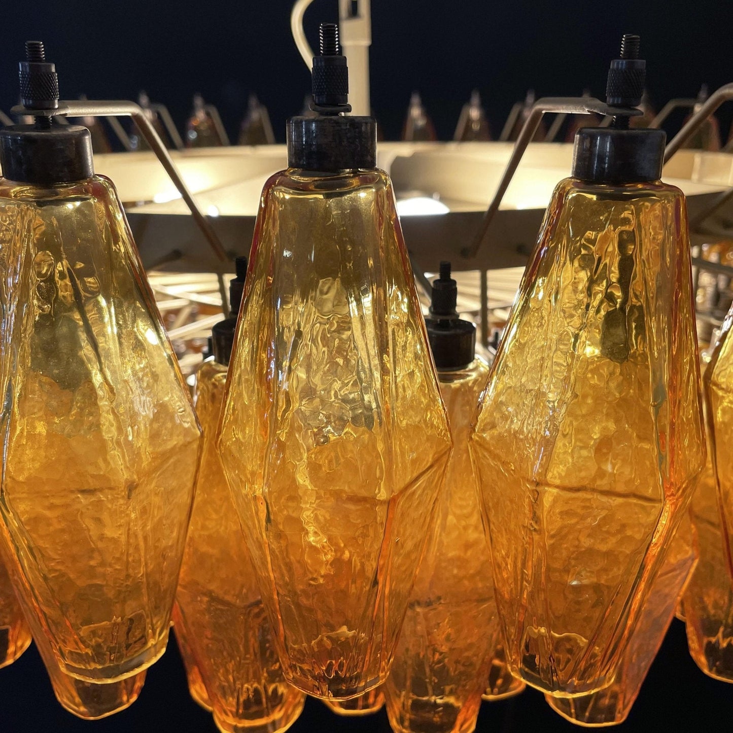 Designer Murano Rhombus Amber Glass Chandelier