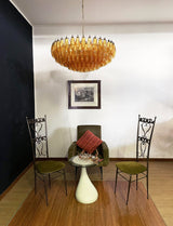 Designer Murano Rhombus Amber Glass Chandelier