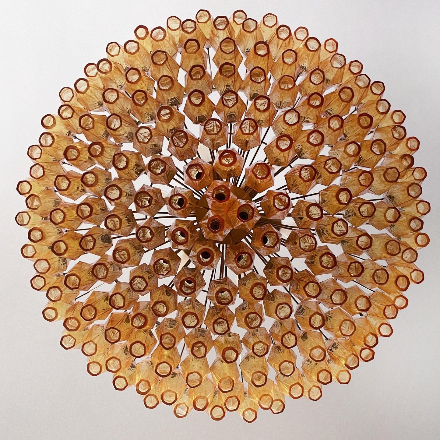 Designer Murano Rhombus Amber Glass Chandelier