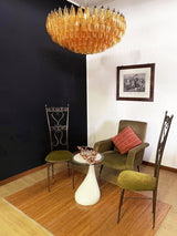 Designer Murano Rhombus Amber Glass Chandelier