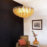Designer Murano Rhombus Amber Glass Chandelier