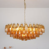 Designer Murano Rhombus Amber Glass Chandelier