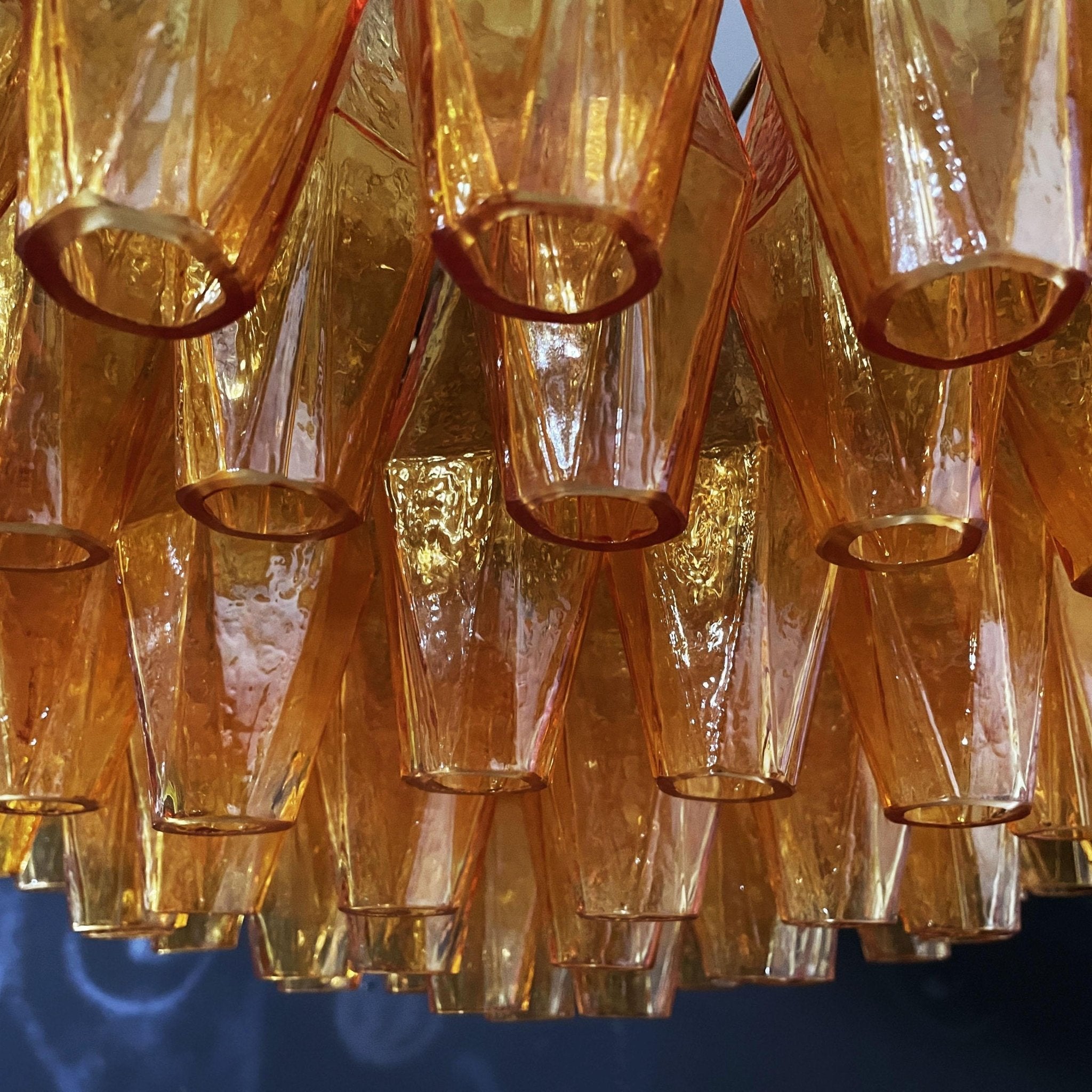 Designer Murano Rhombus Amber Glass Chandelier
