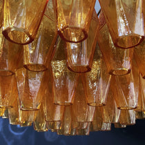 Designer Murano Rhombus Amber Glass Chandelier