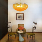 Designer Murano Rhombus Amber Glass Chandelier