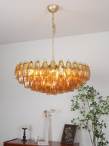 Designer Murano Rhombus Amber Glass Chandelier