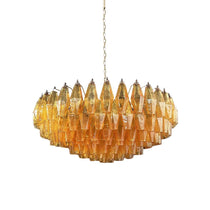 Designer Murano Rhombus Amber Glass Chandelier