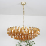 Designer Murano Rhombus Amber Glass Chandelier