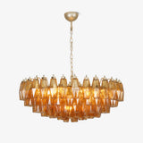 Designer Murano Rhombus Amber Glass Chandelier