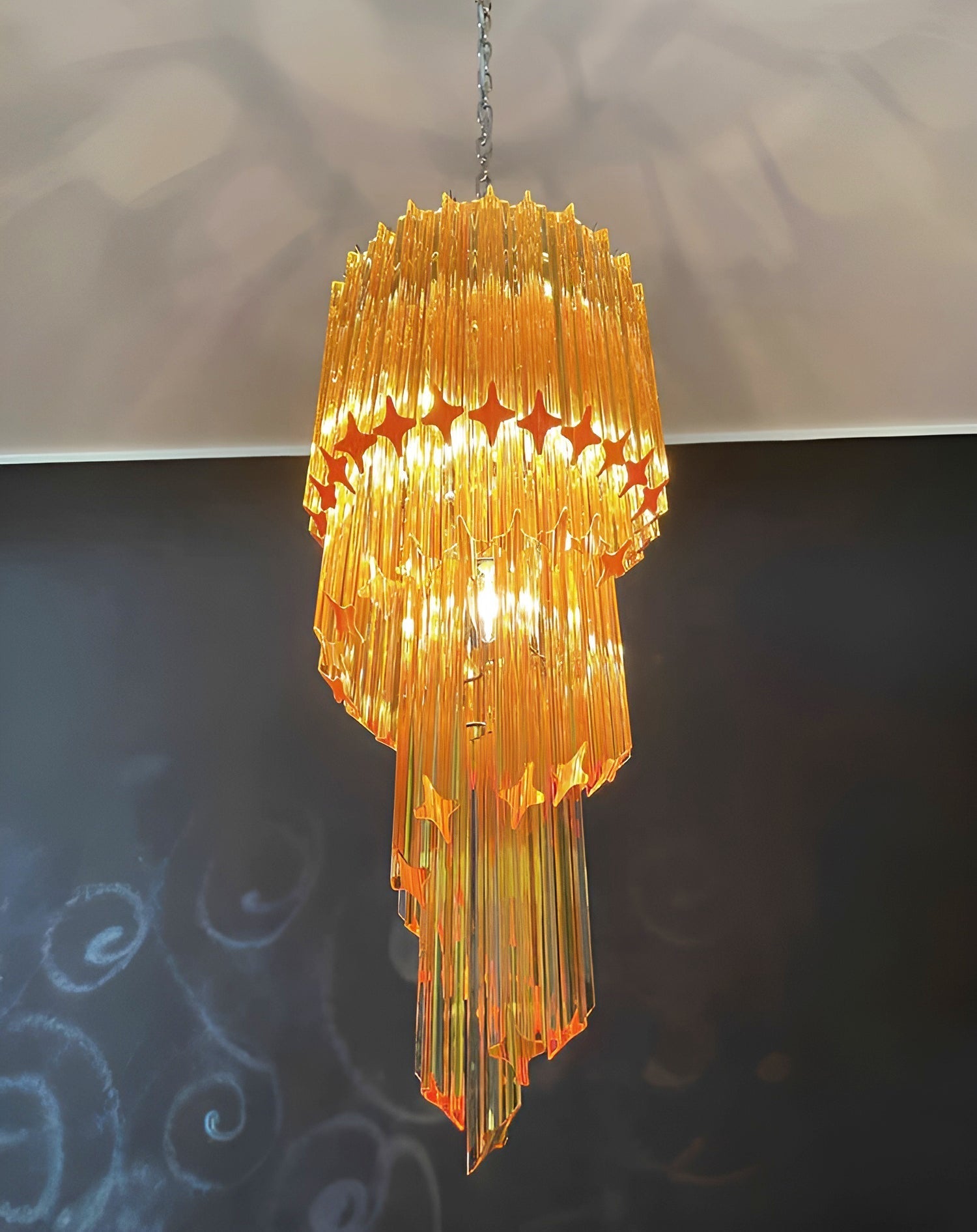 Murano Spiral Prism Glass Chandelier