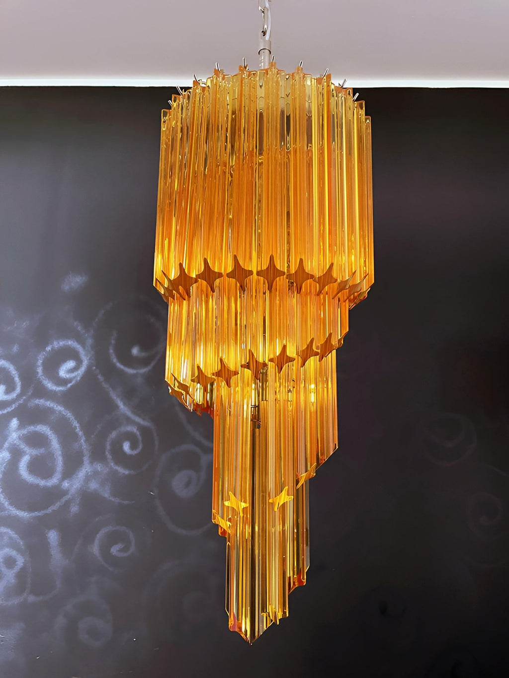 Murano Spiral Prism Glass Chandelier