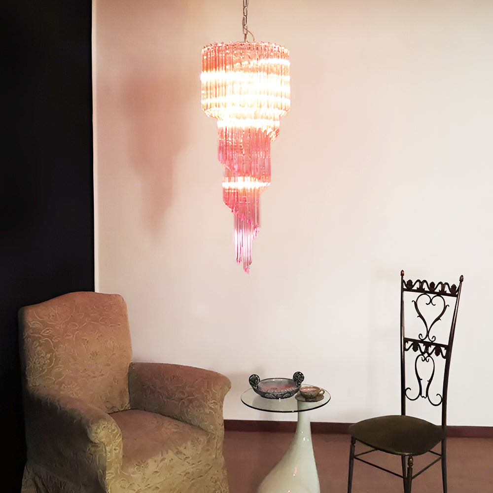 Murano Spiral Prism Glass Chandelier