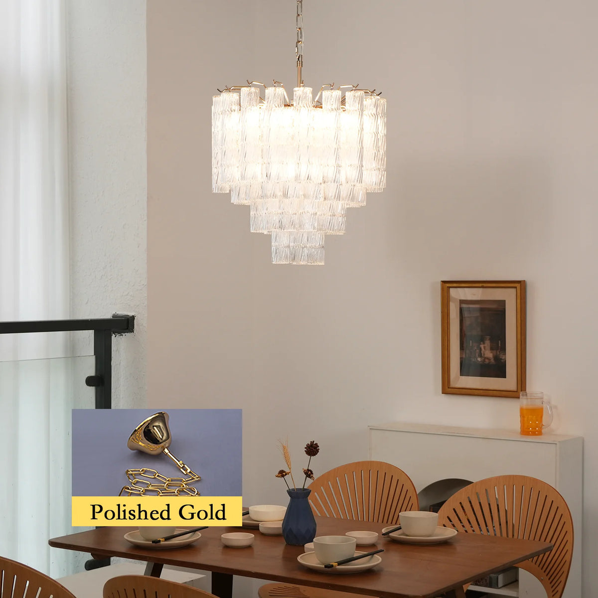 Murano Wave Glass Tube Chandelier