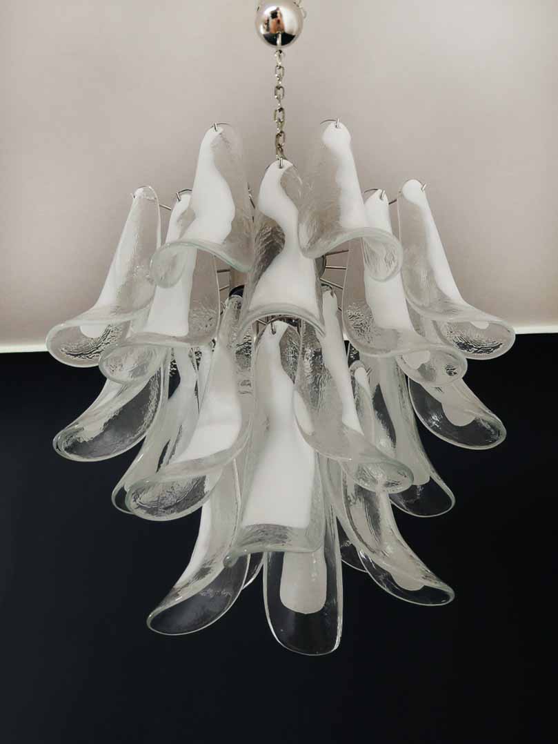 Murano Glass White Petals Chandelier