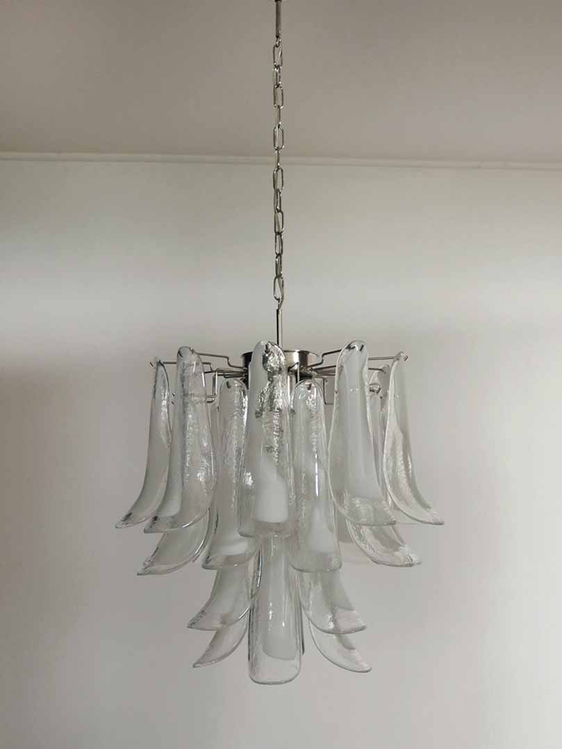 Murano Glass White Petals Chandelier