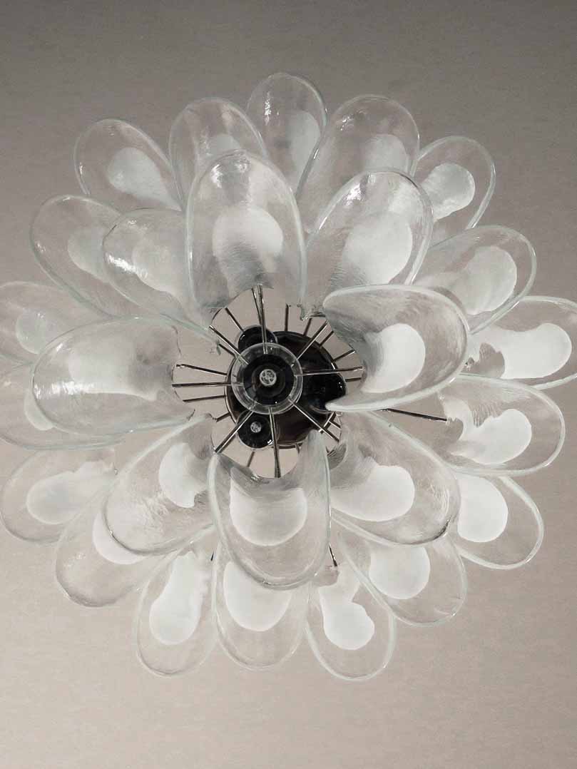 Murano Glass White Petals Chandelier
