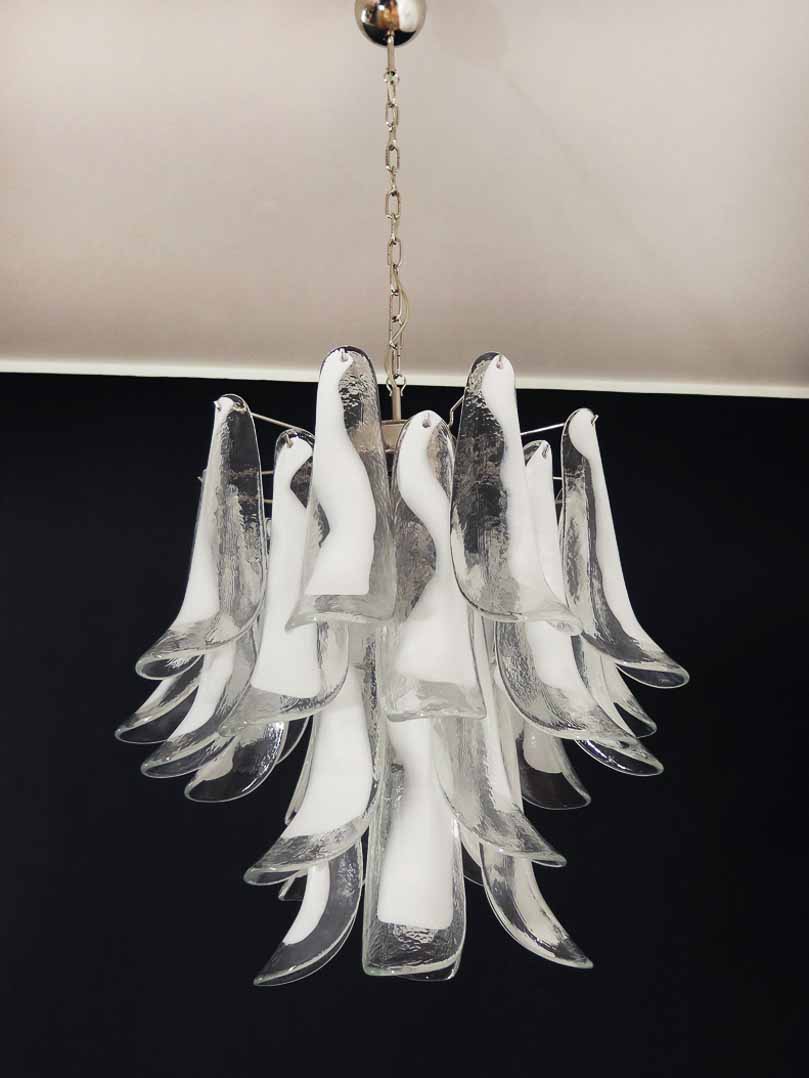 Murano Glass White Petals Chandelier