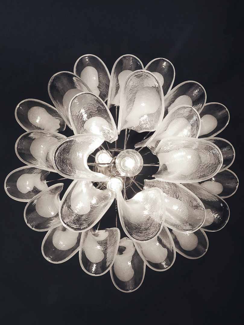 Murano Glass White Petals Chandelier