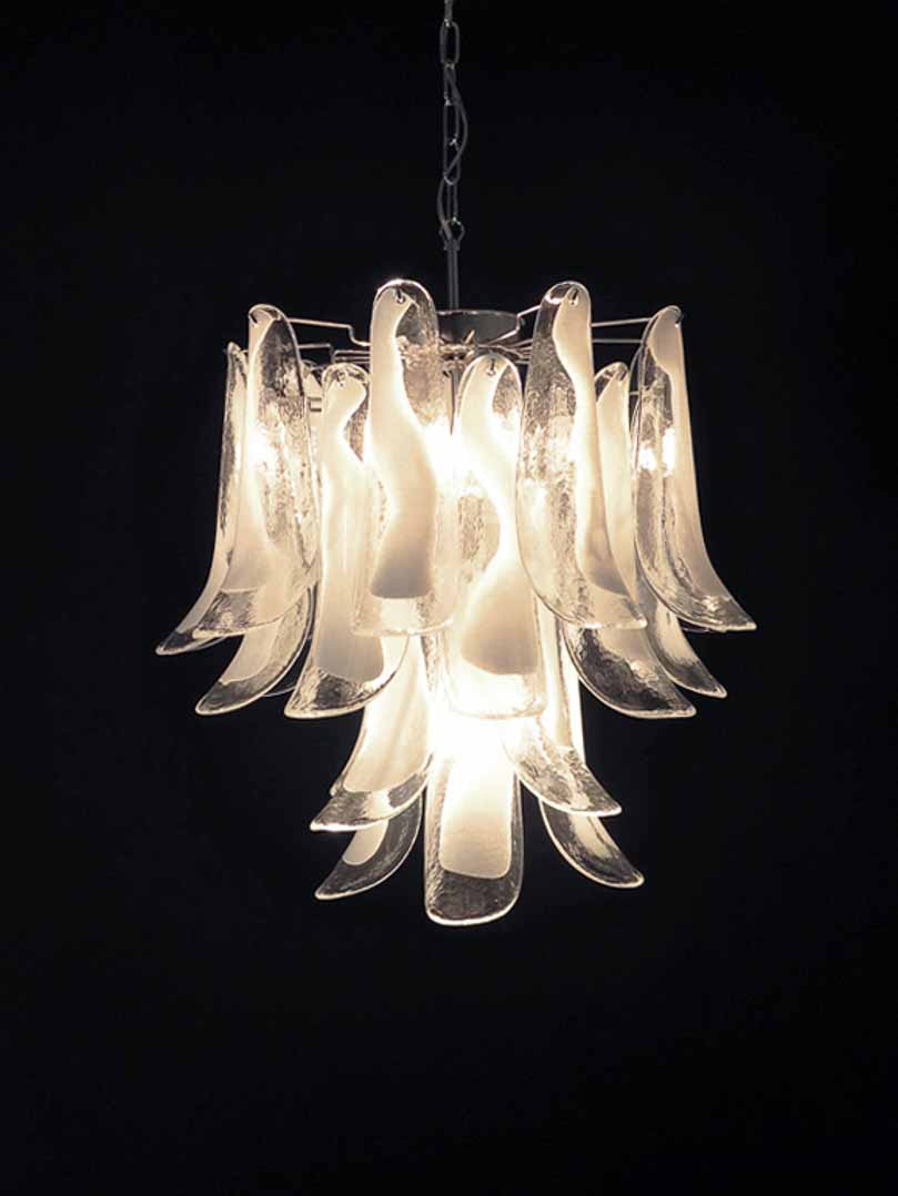 Murano Glass White Petals Chandelier