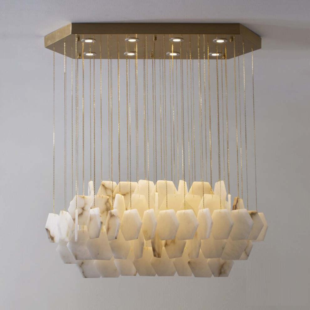 Natural Flake Alabaster Modern Chandelier