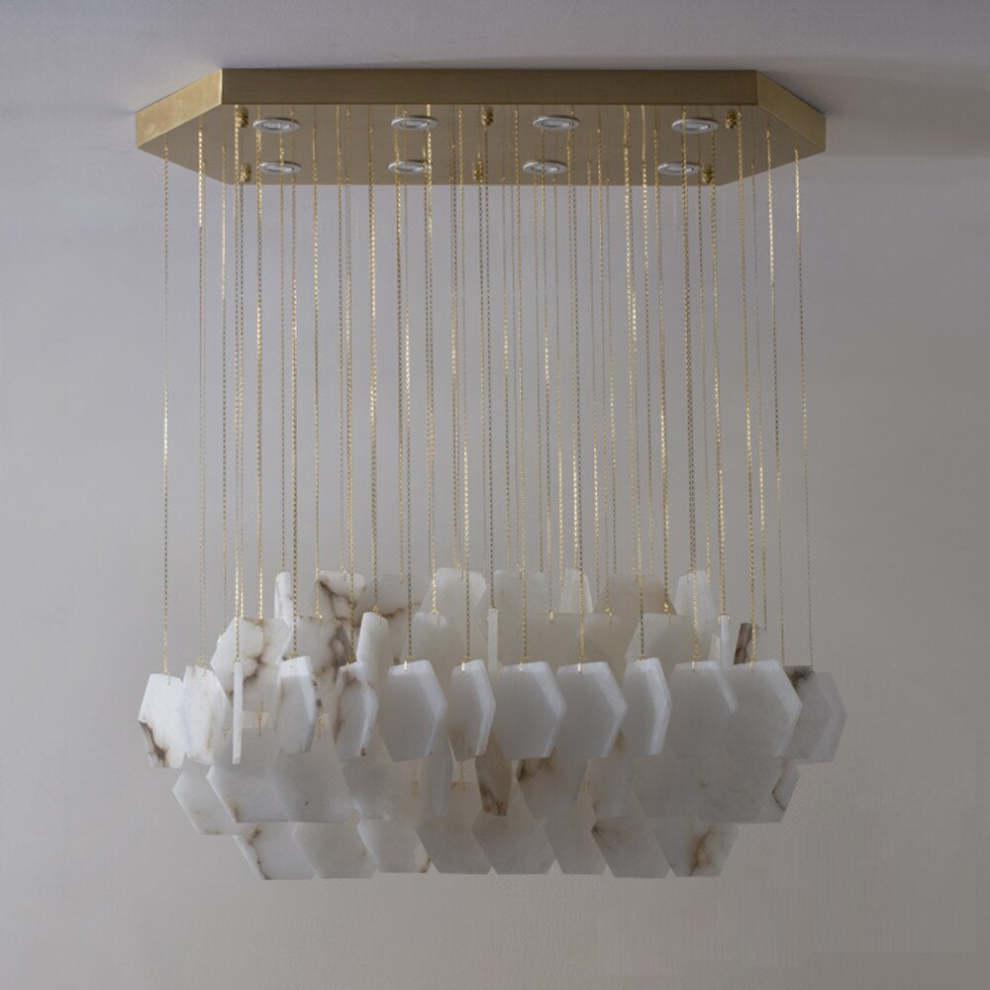 Natural Flake Alabaster Modern Chandelier