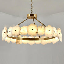 Natural Flake Alabaster Modern Round Chandelier