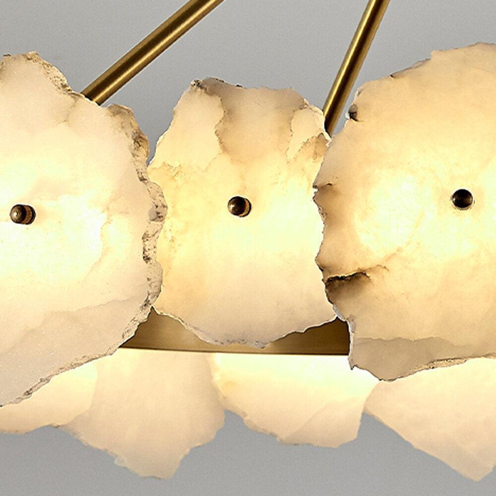 Natural Flake Alabaster Modern Round Chandelier