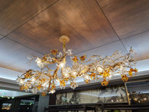 Brass Branch Artistic Flower Crystal Chandelier For Dining Room Living Room Kitchen Island