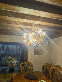 Brass Branch Artistic Flower Crystal Chandelier For Dining Room Living Room Kitchen Island