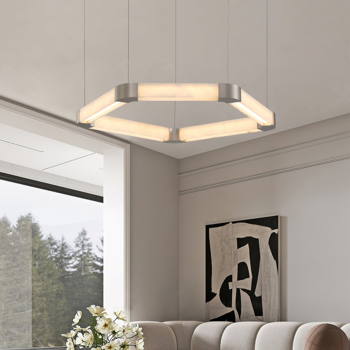 Ola Single Ring Alabaster Chandelier Main image
