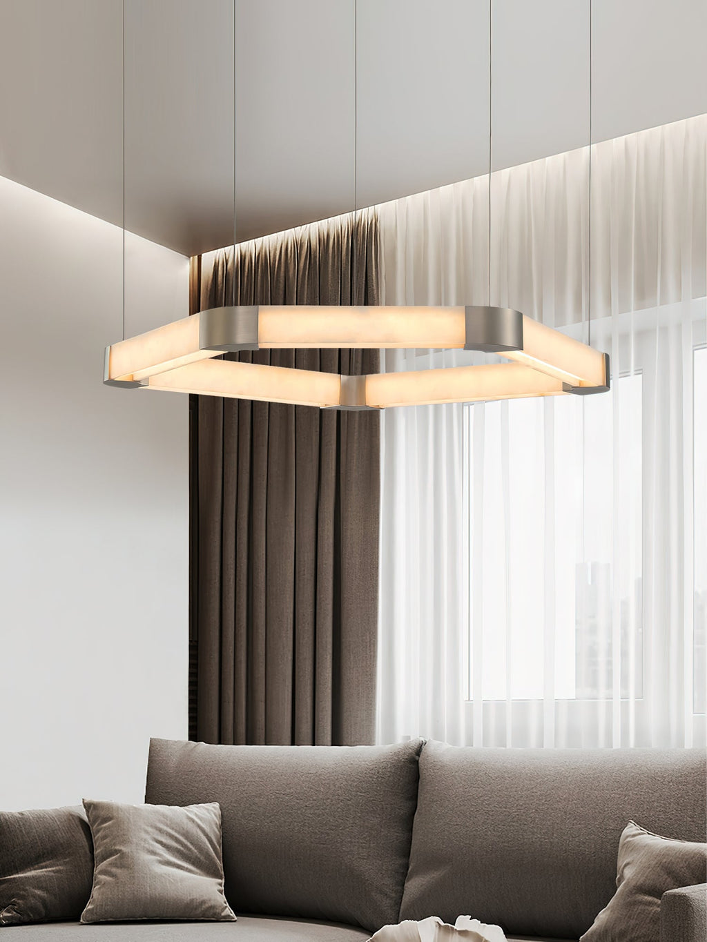 Ola Single Ring Alabaster Chandelier